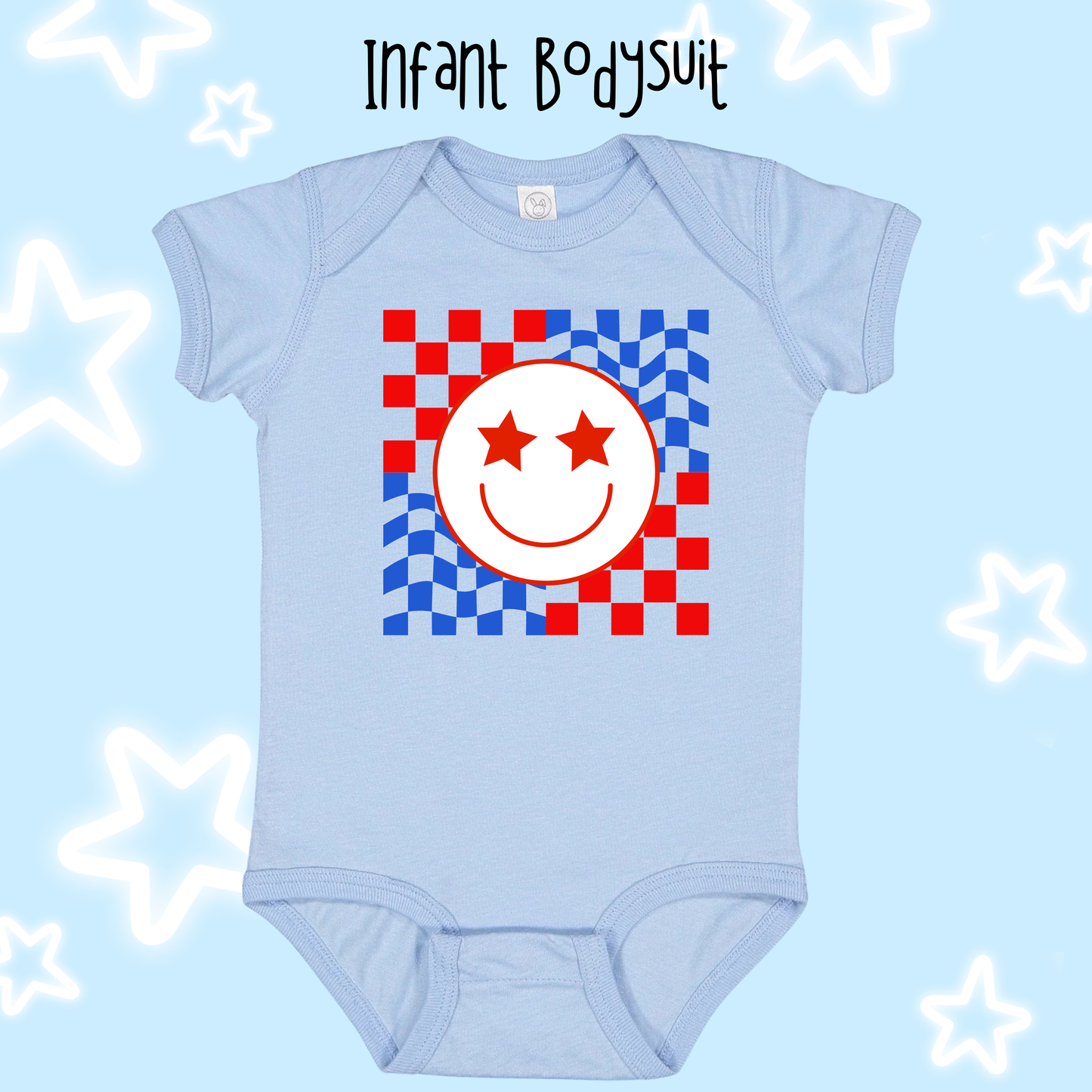 the INFANT STARRY-EYED SMILEY bodysuit