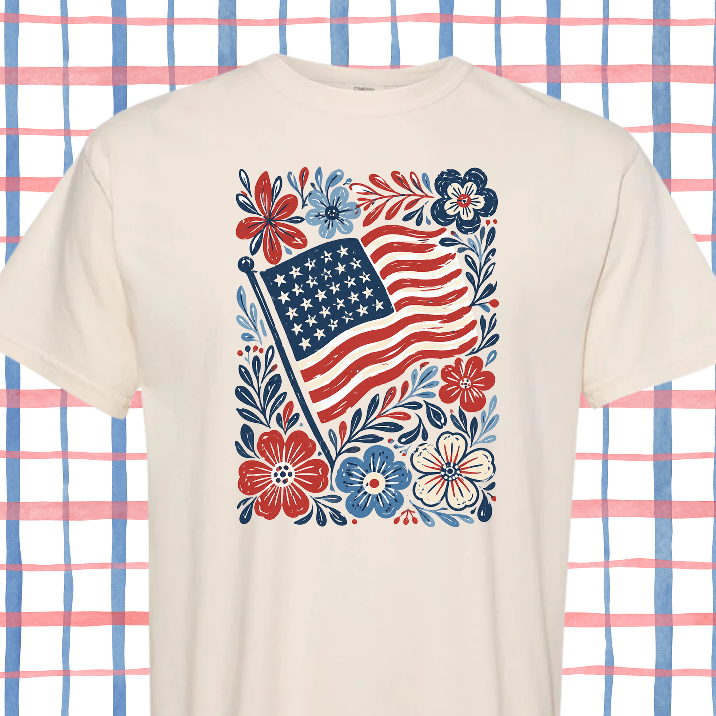 the ADULT BLOOMIN' FLAG tee