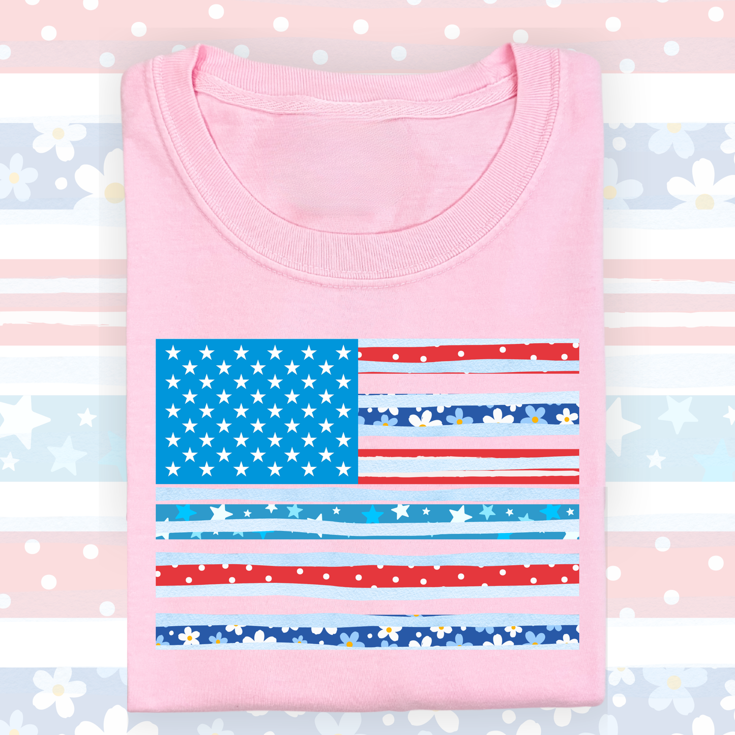 the ADULT FLORAL STRIPES tee