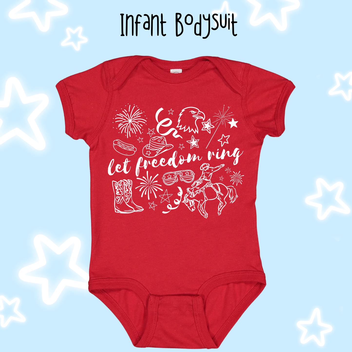 the INFANT BOYS LET FREEDOM RING bodysuit