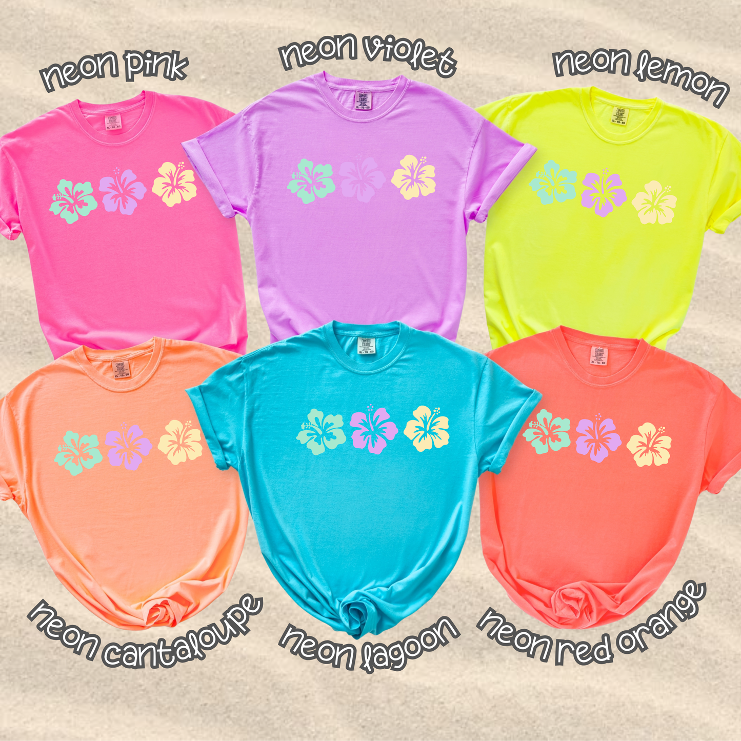 the ADULT COLORED HIBISCUS tee
