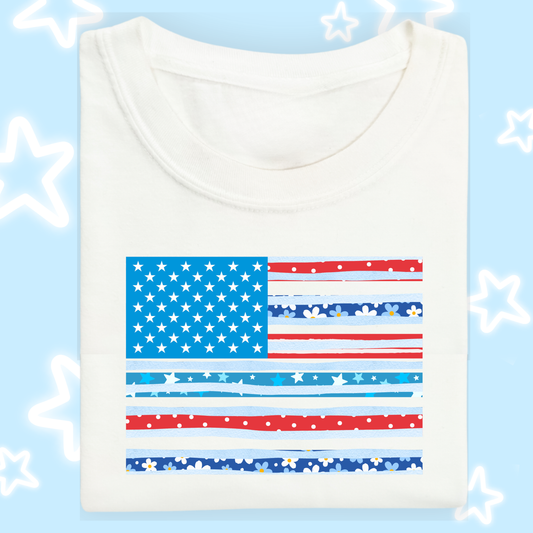 the KIDS FLORAL STRIPES tee