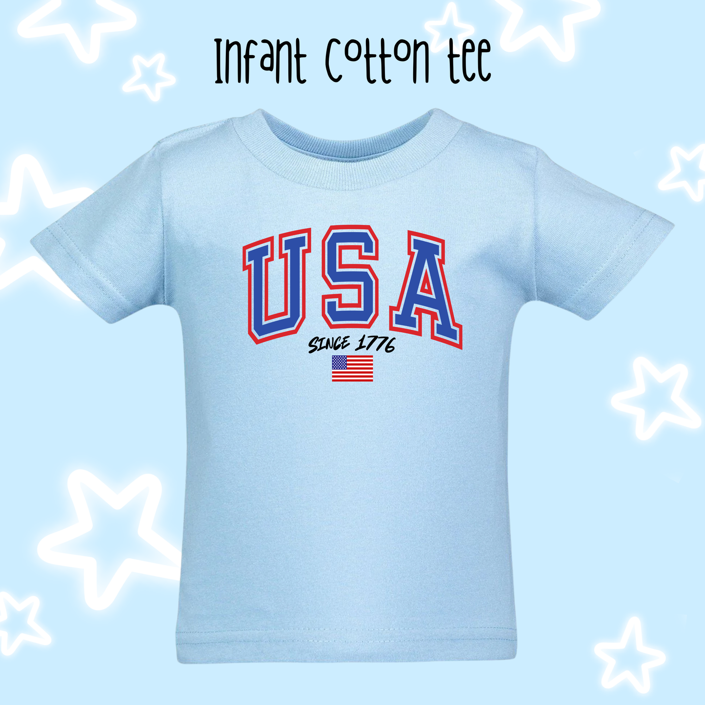 the INFANT USA SINCE 1776 tee/bodysuit