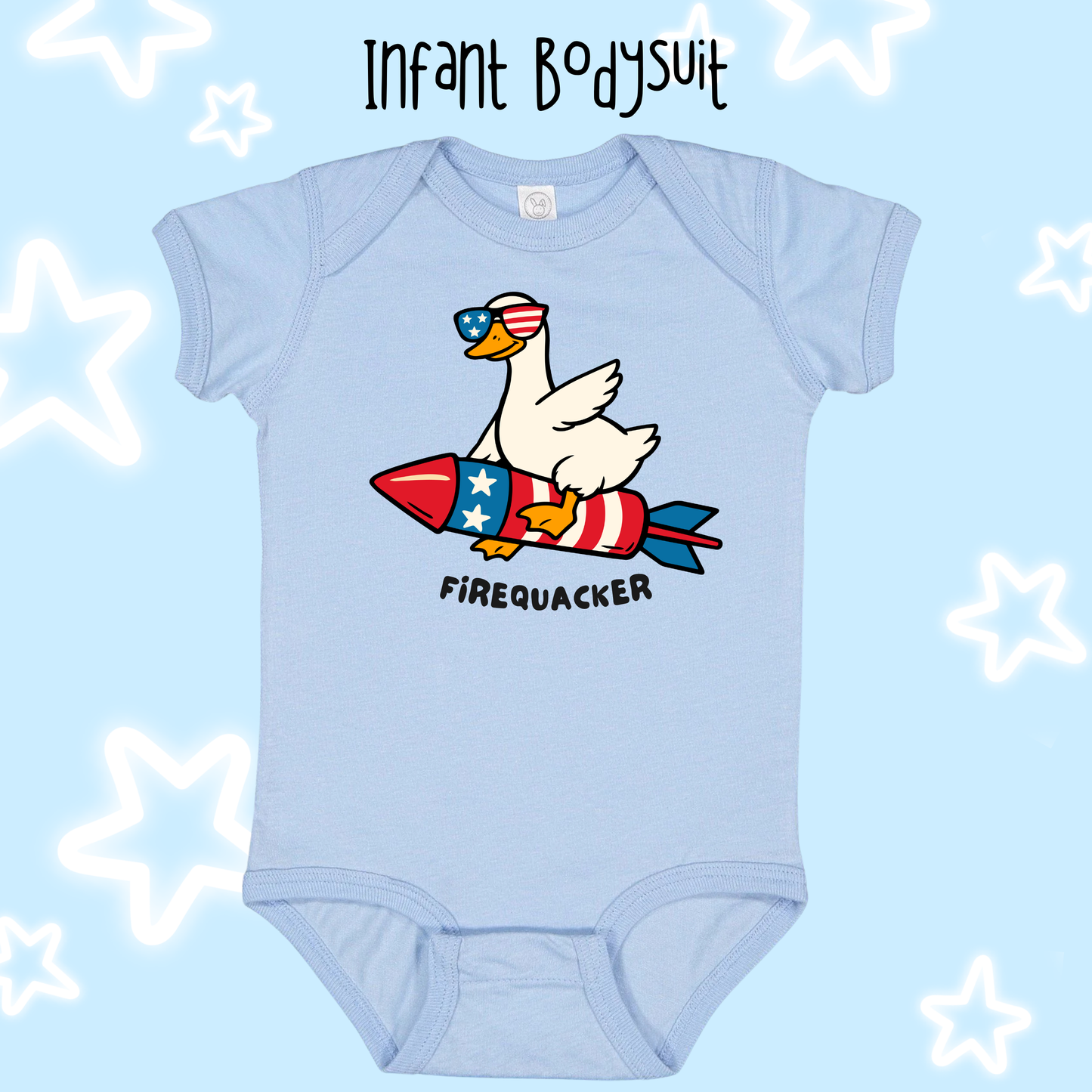 the INFANT FIRQUACKER tee/bodysuit
