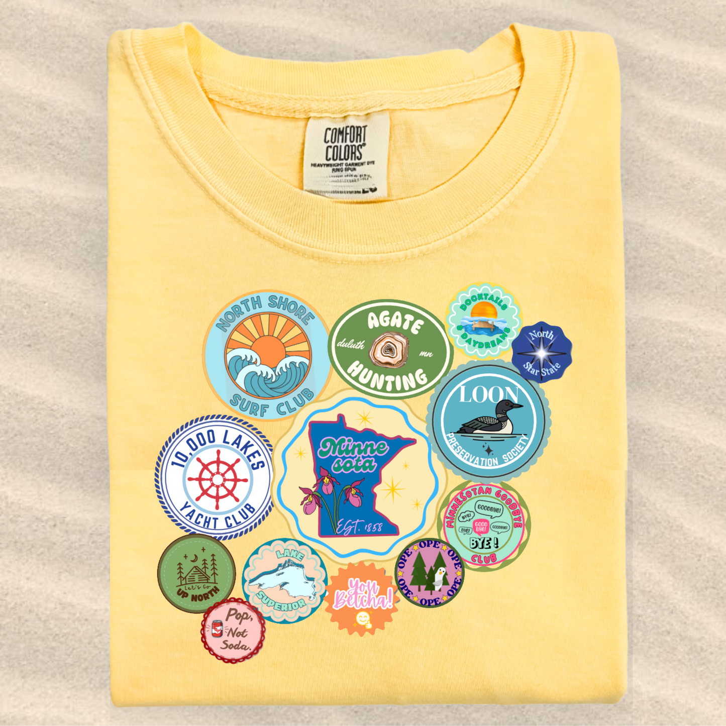the KIDS MN SUMMER STICKER tee