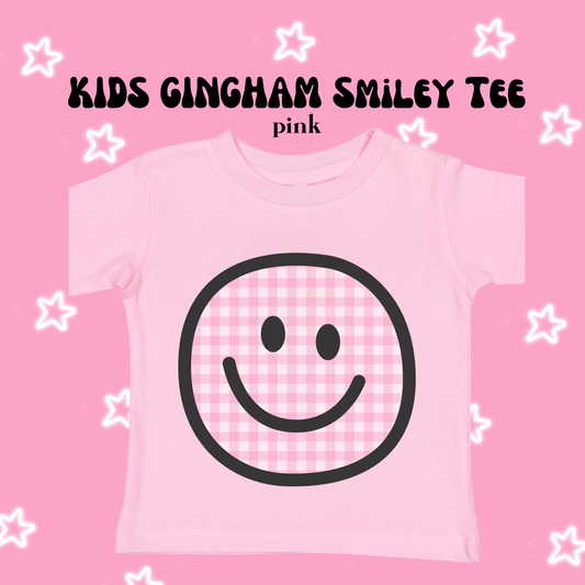 the KIDS GINGHAM SMILEY tee