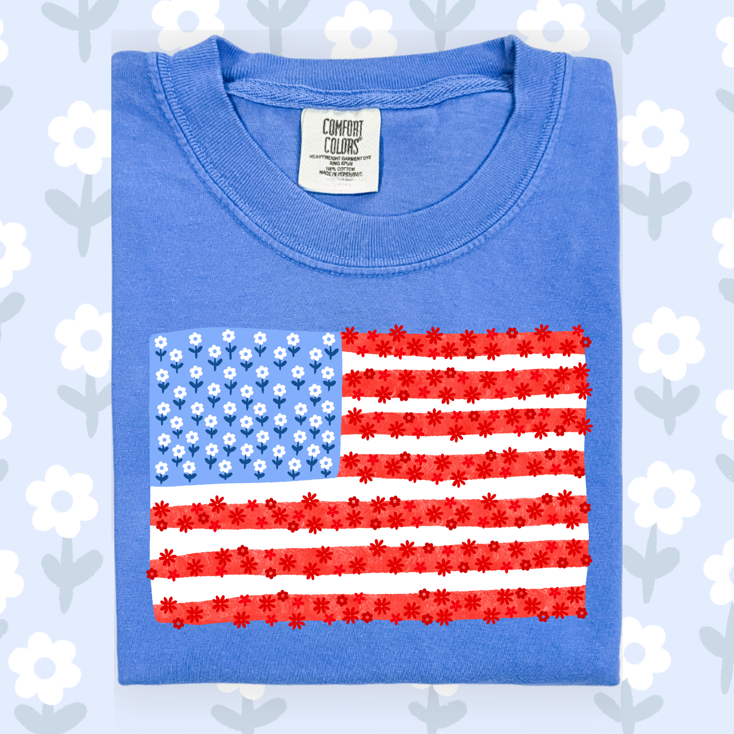 the ADULT FLAG OF FLOWERS tee