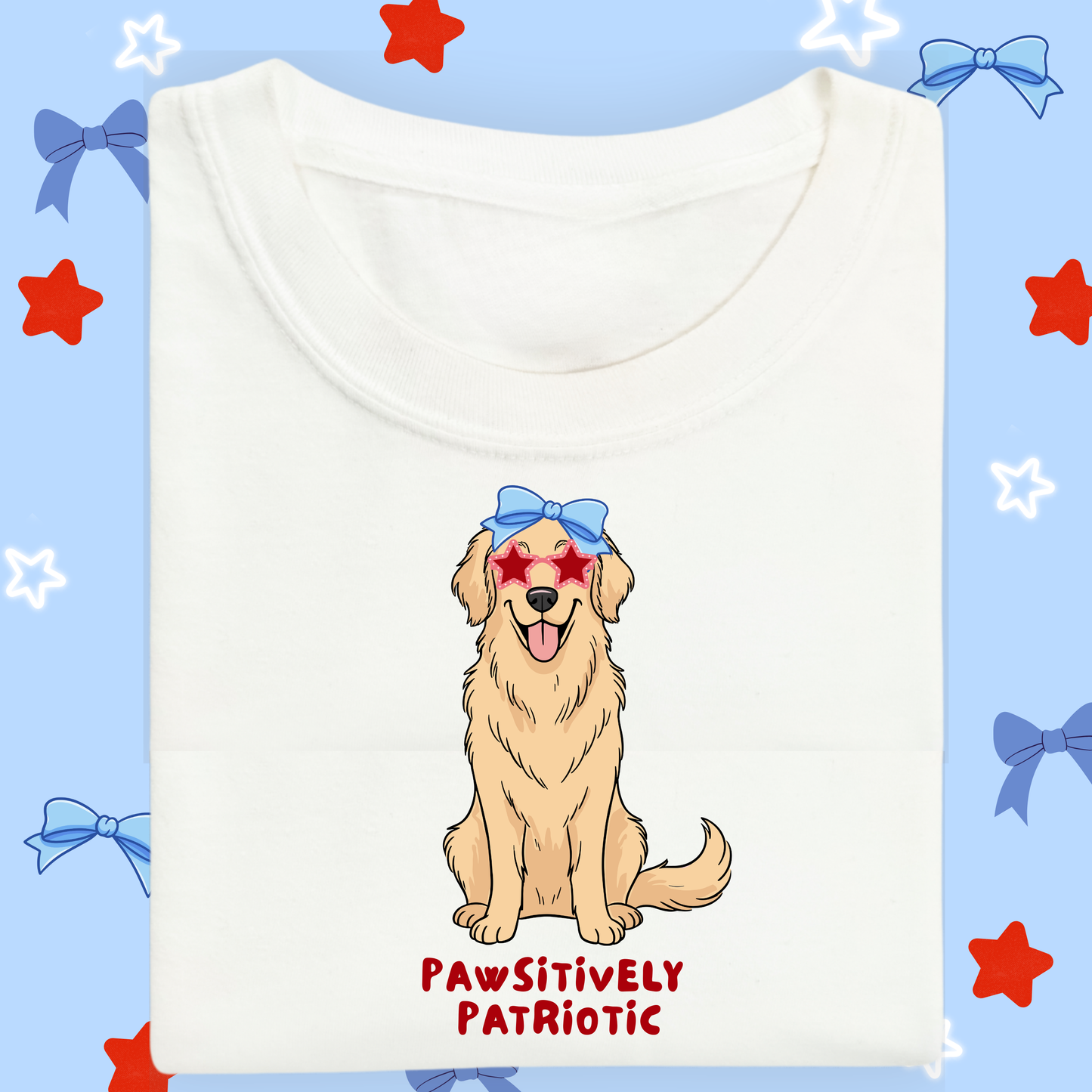 the KIDS GIRLY PAWSITIVELY PATRIOTIC tee