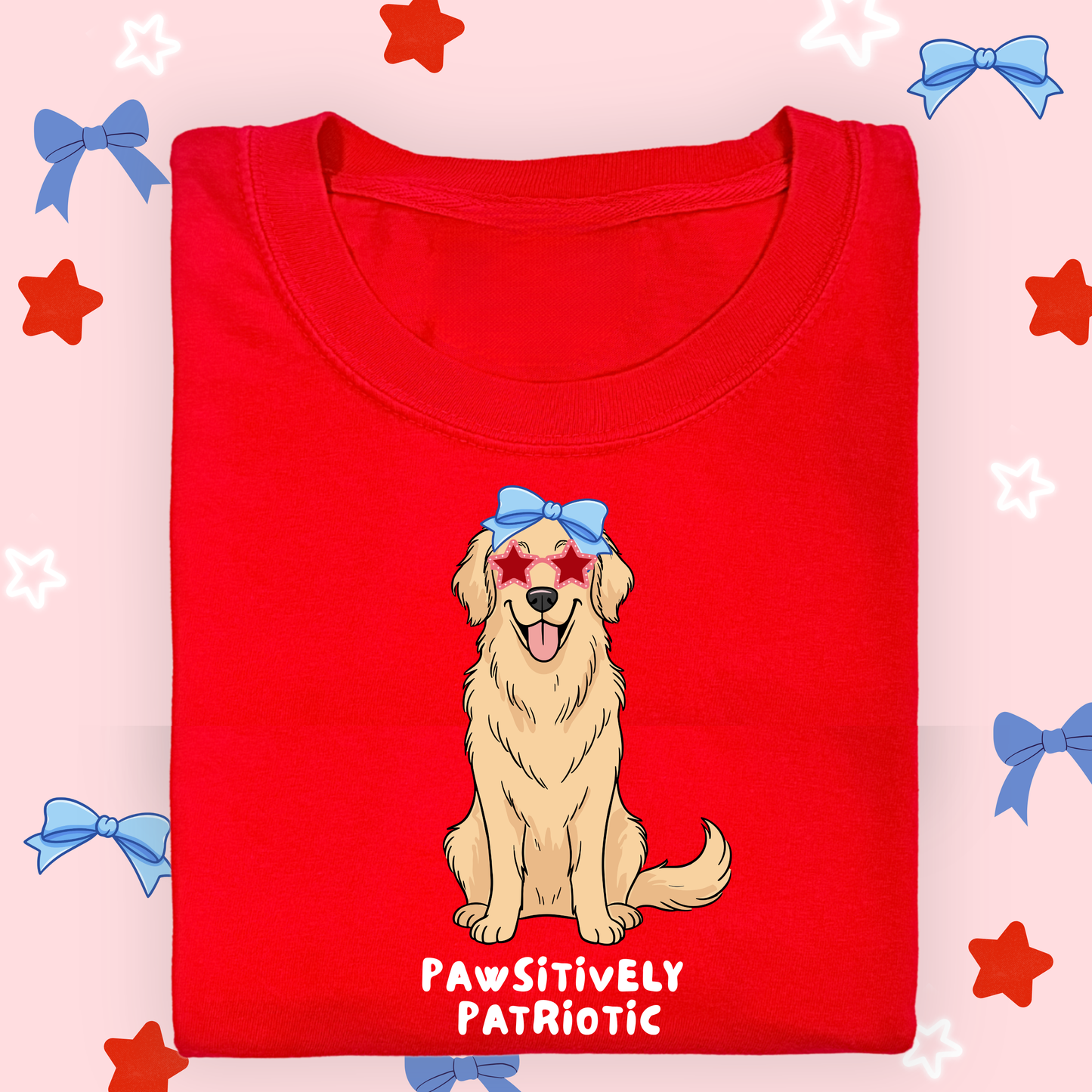 the KIDS GIRLY PAWSITIVELY PATRIOTIC tee