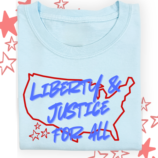 the ADULT LIBERTY & JUSTICE tee
