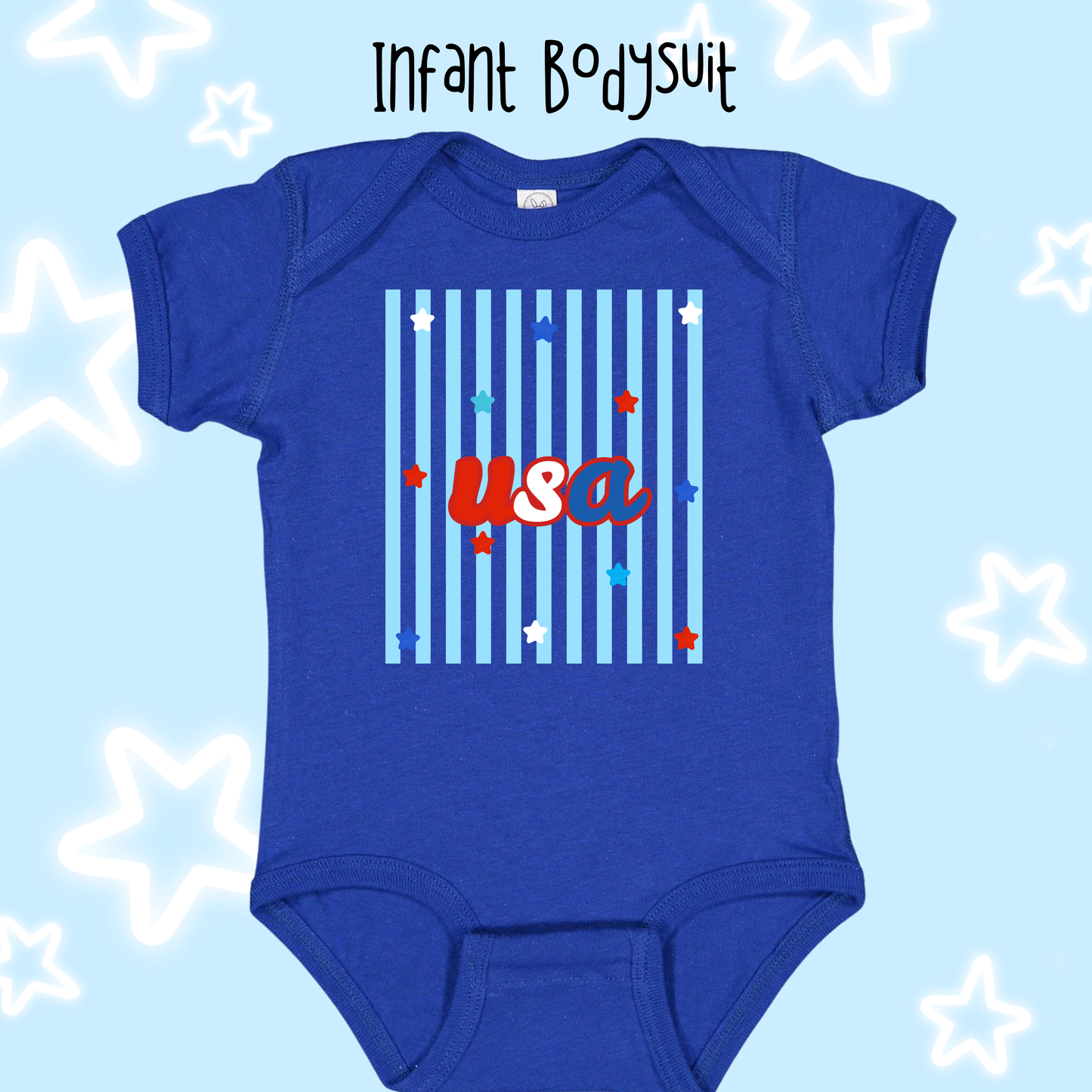 the INFANT STARS & STRIPES bodysuit
