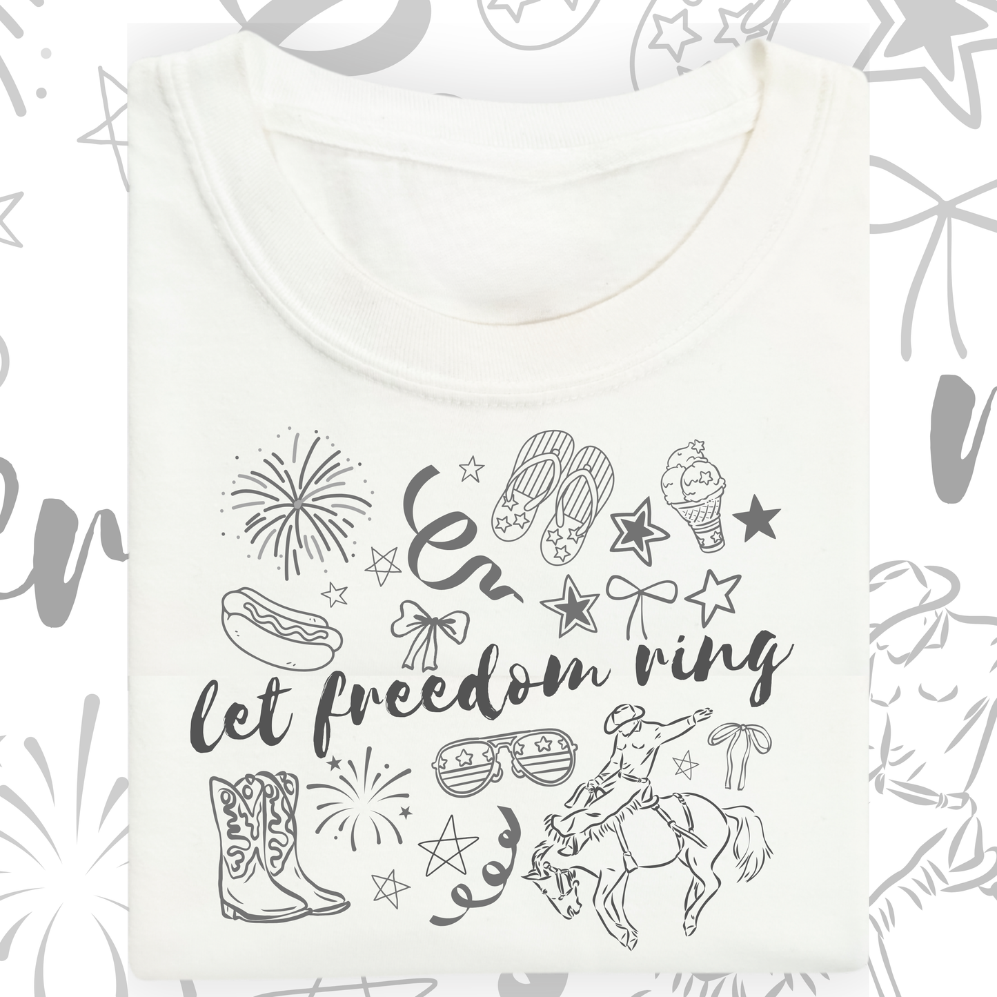 the ADULT GIRLY LET FREEDOM RING tee
