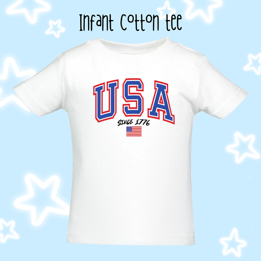 the INFANT USA SINCE 1776 tee/bodysuit
