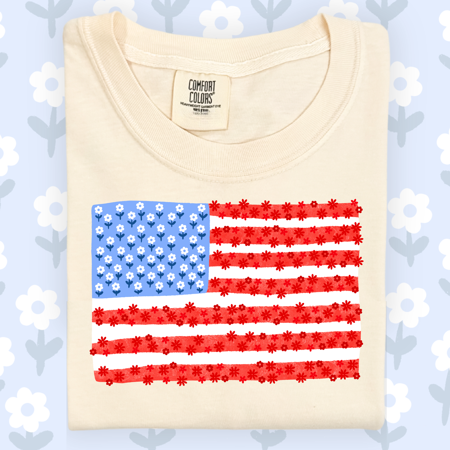 the ADULT FLAG OF FLOWERS tee