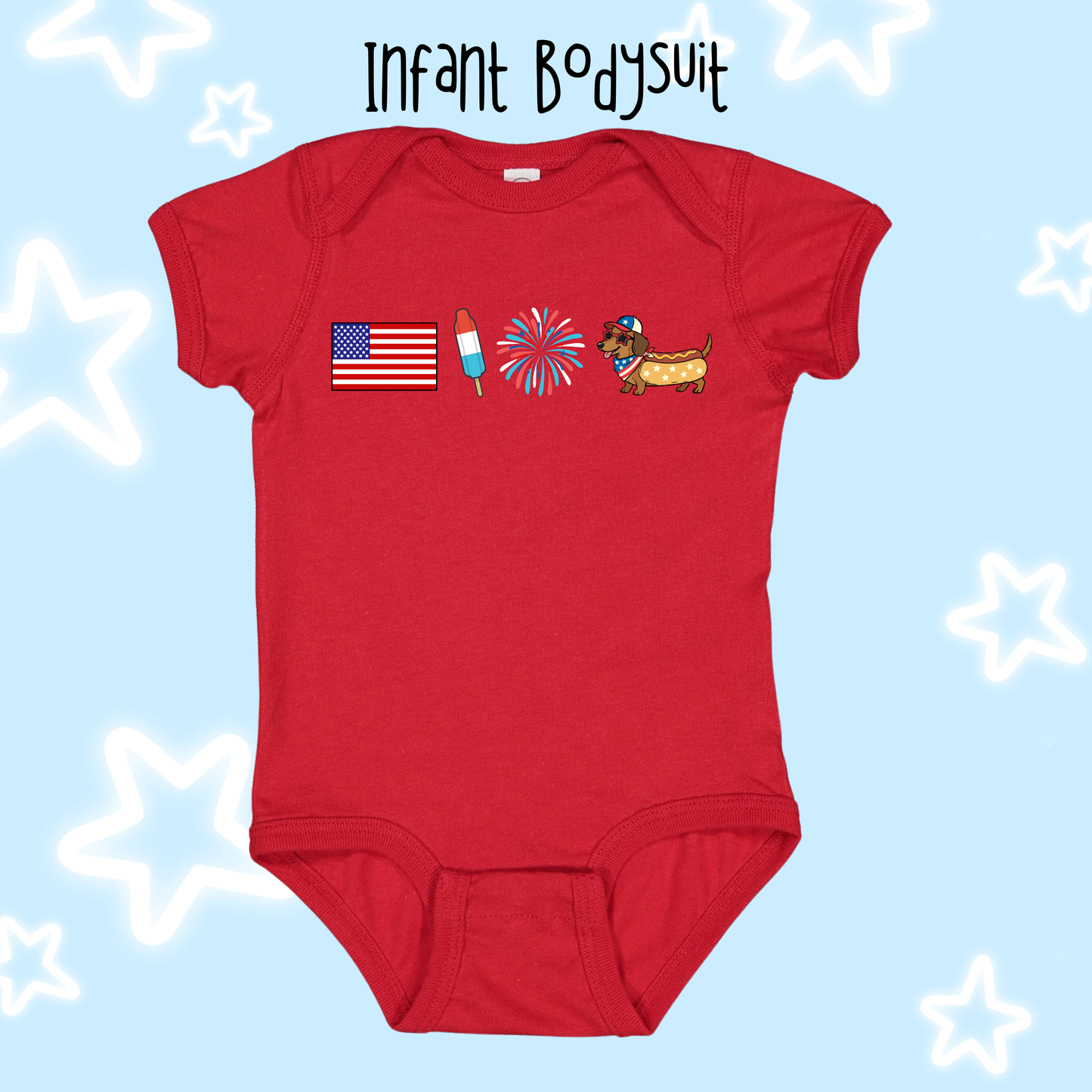 the INFANT PATRIOTIC CHARM bodysuit