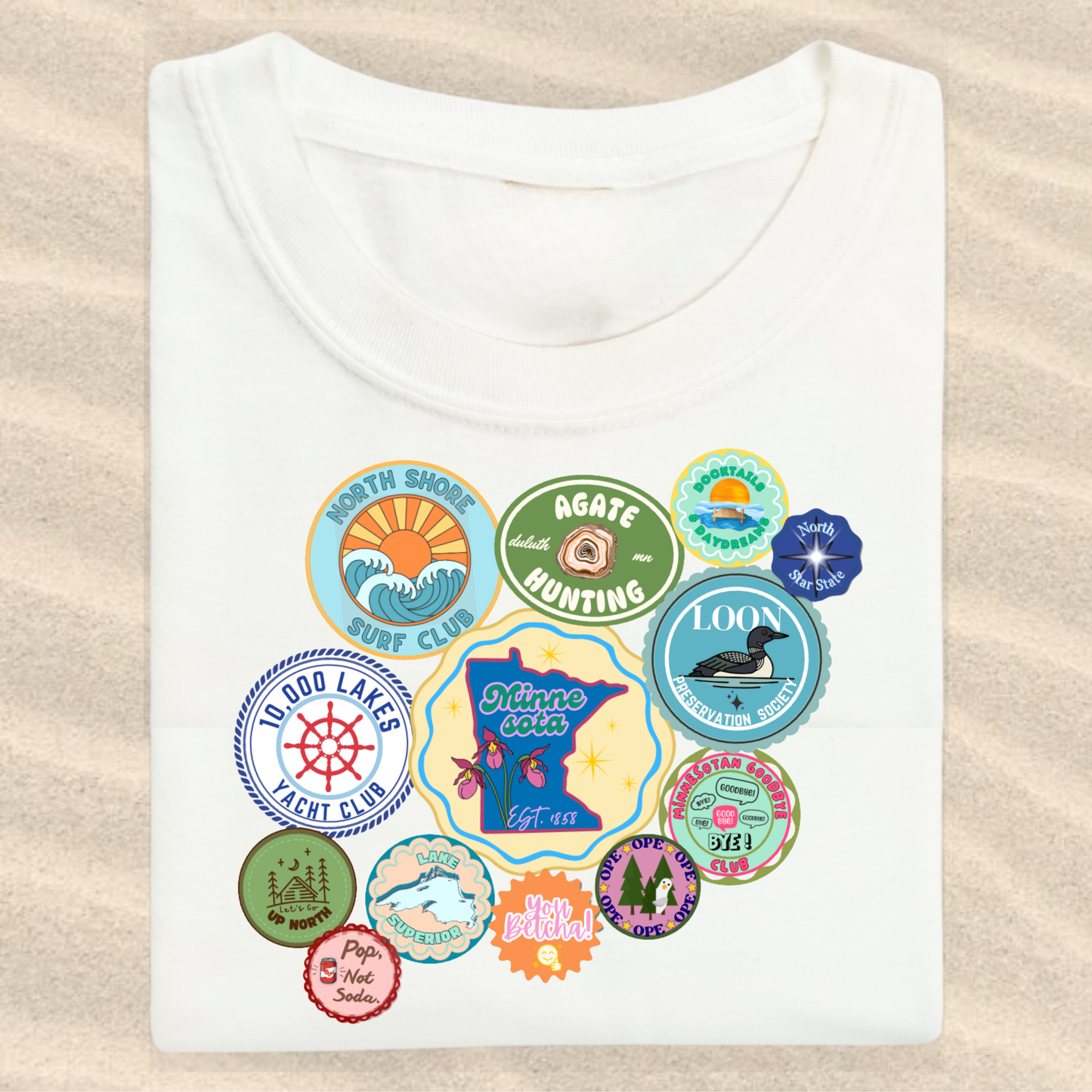 the KIDS MN SUMMER STICKER tee