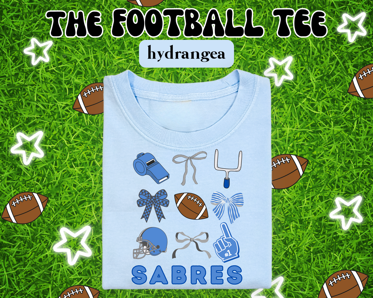 the SARTELL SABRES FOOTBALL tee