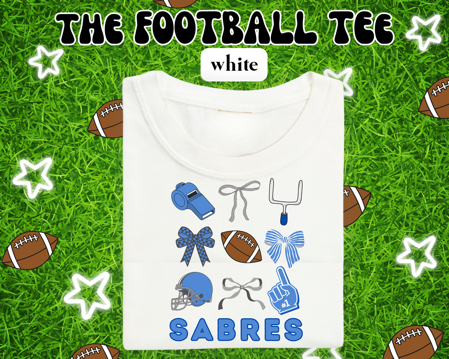 the SARTELL SABRES FOOTBALL tee
