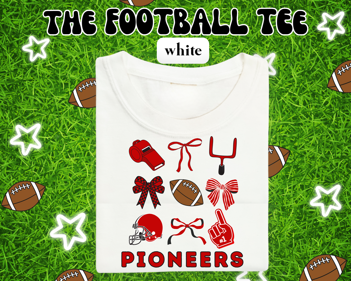 the PIERZ PIONEERS FOOTBALL tee