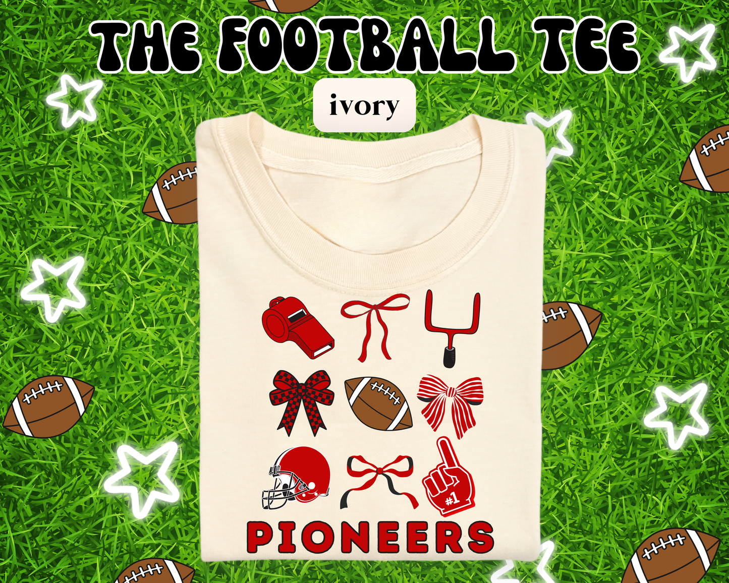 the PIERZ PIONEERS FOOTBALL tee