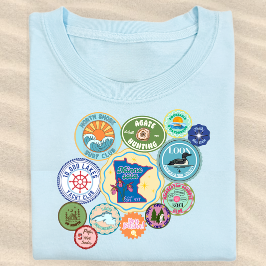 the KIDS MN SUMMER STICKER tee
