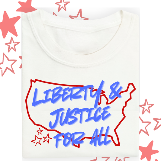 the ADULT LIBERTY & JUSTICE tee