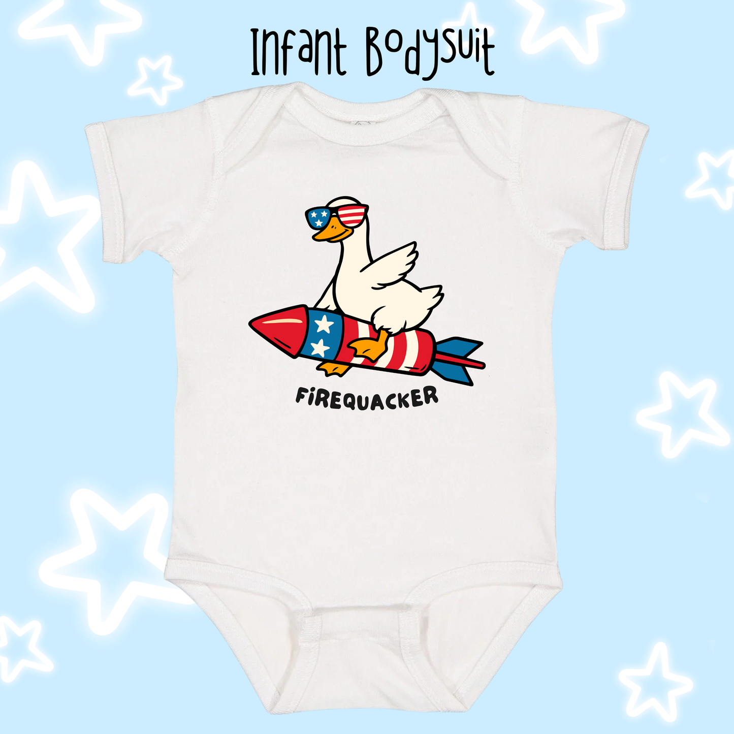 the INFANT FIRQUACKER tee/bodysuit