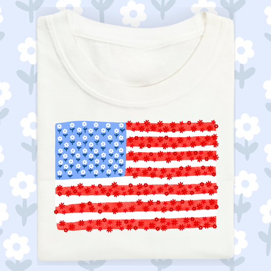 the ADULT FLAG OF FLOWERS tee