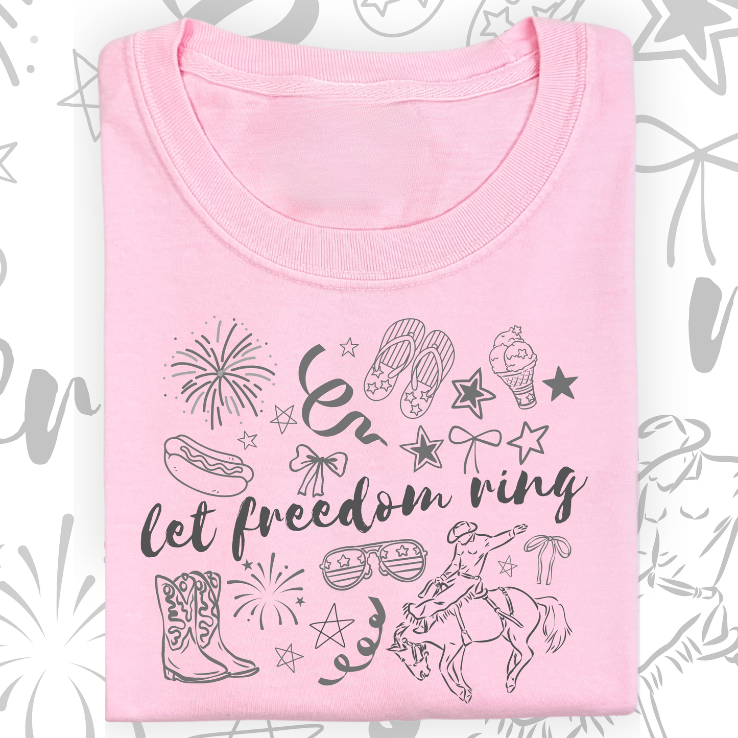 the ADULT GIRLY LET FREEDOM RING tee