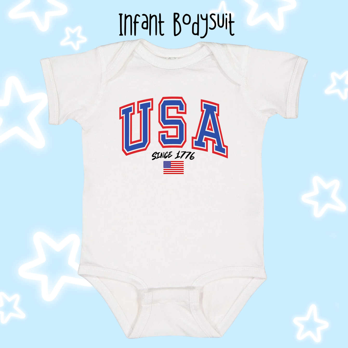 the INFANT USA SINCE 1776 tee/bodysuit