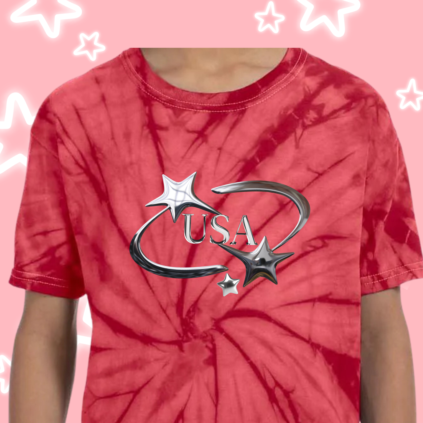 the KIDS CHROME USA TIE-DYE tee