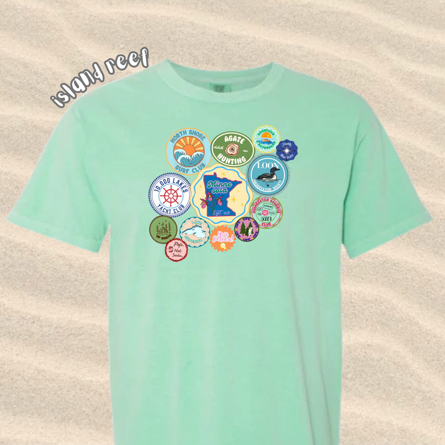 the KIDS MN SUMMER STICKER tee