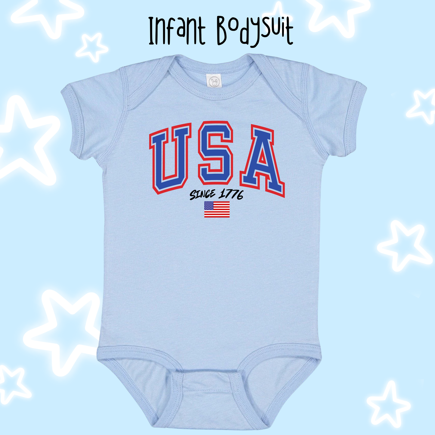 the INFANT USA SINCE 1776 tee/bodysuit