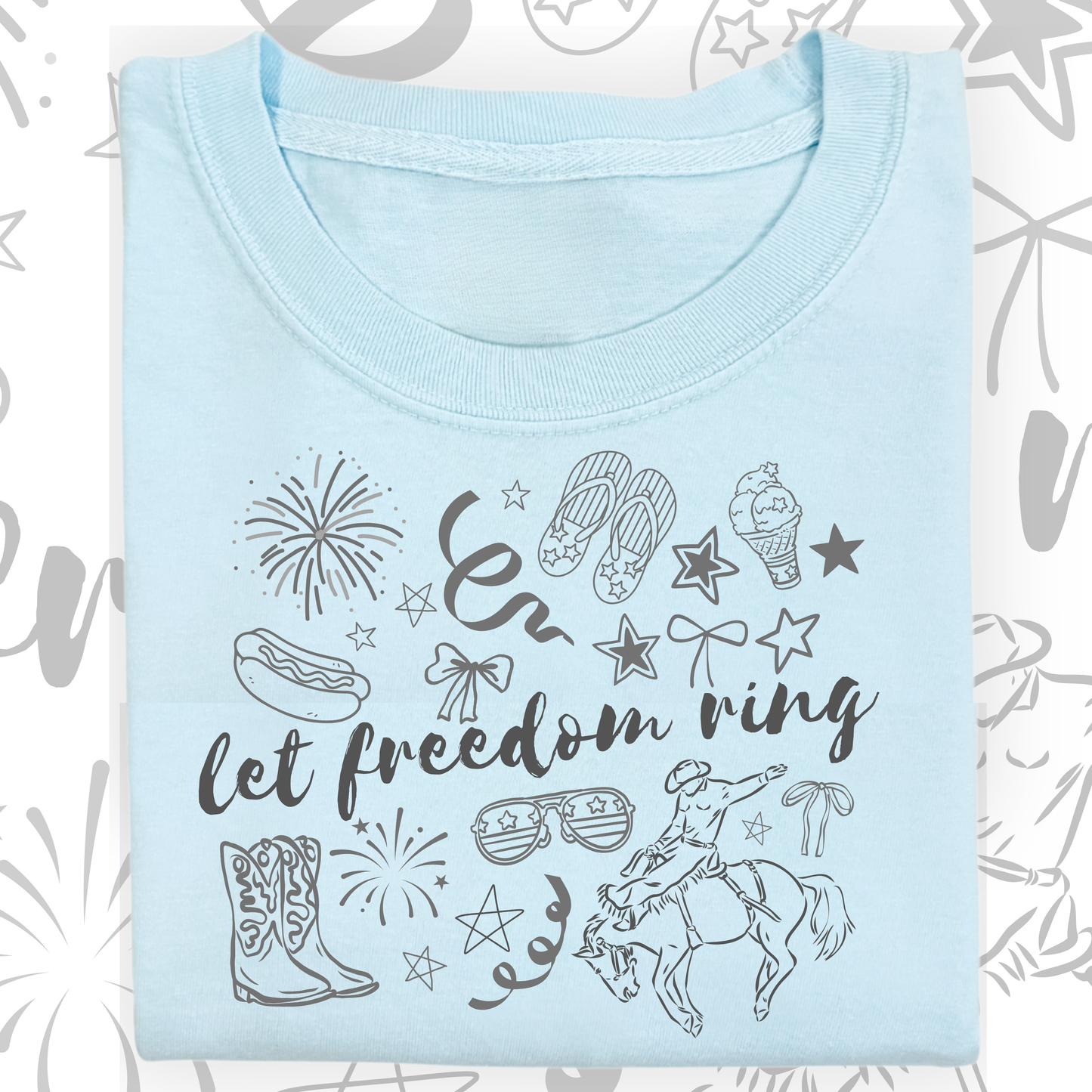 the ADULT GIRLY LET FREEDOM RING tee