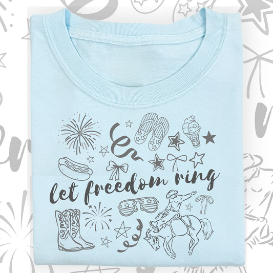 the ADULT GIRLY LET FREEDOM RING tee