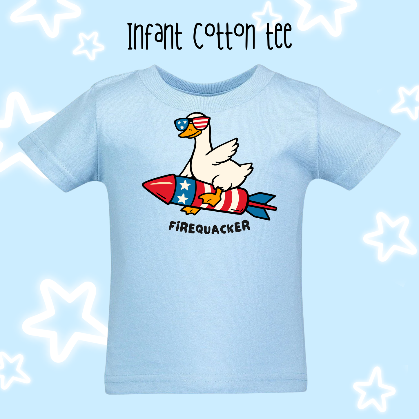 the INFANT FIRQUACKER tee/bodysuit