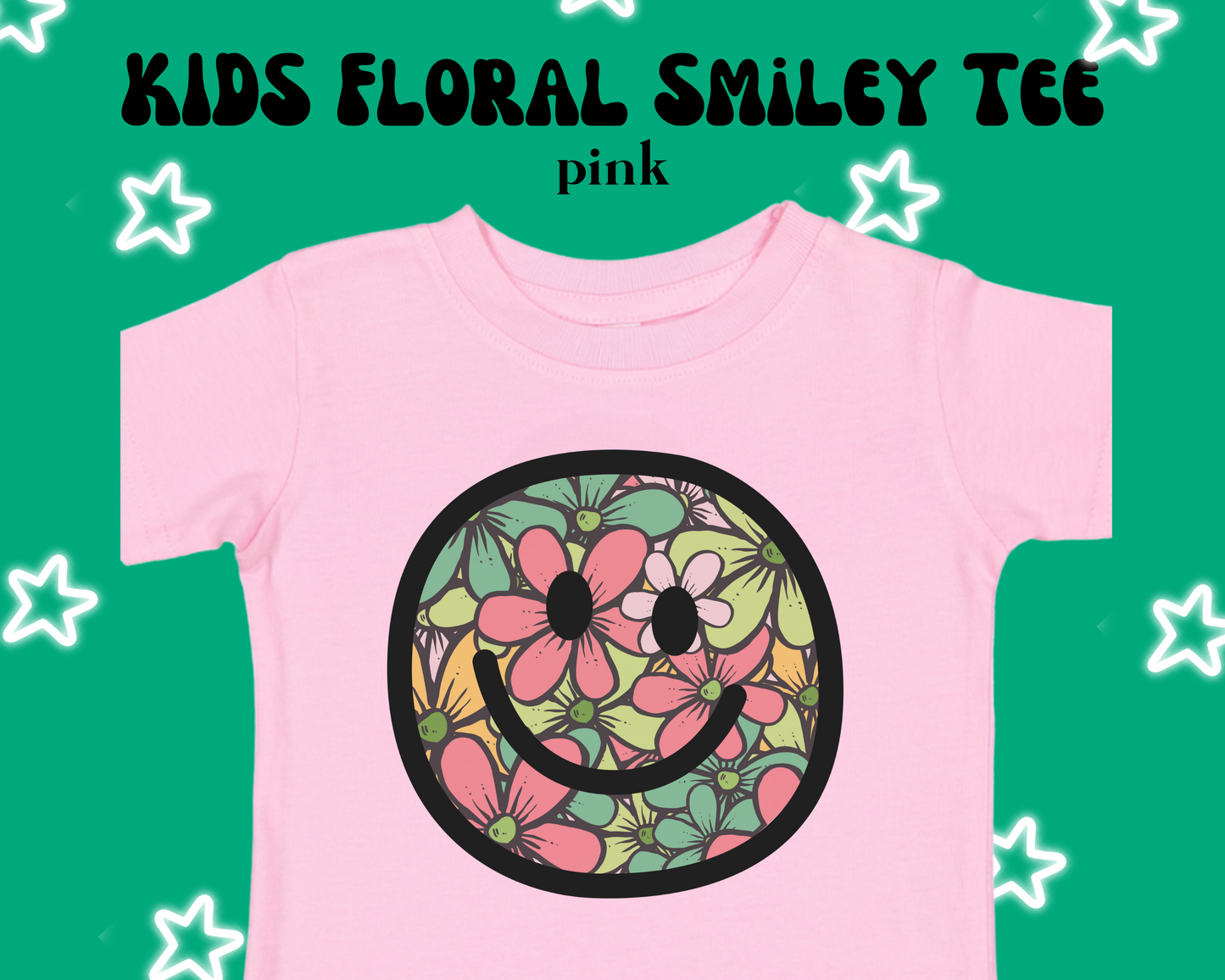 the KIDS FLORAL SMILEY tee