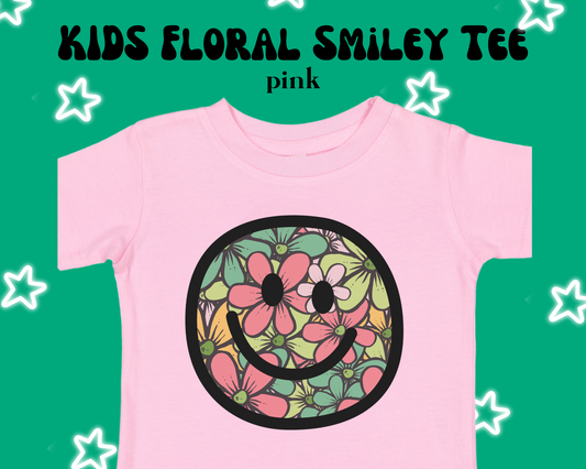 the KIDS FLORAL SMILEY tee