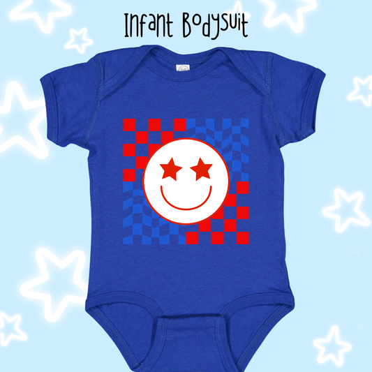 the INFANT STARRY-EYED SMILEY bodysuit