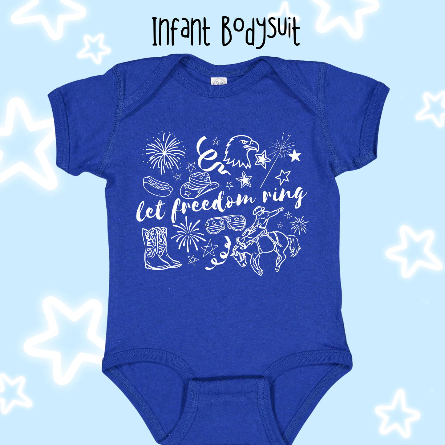 the INFANT BOYS LET FREEDOM RING bodysuit