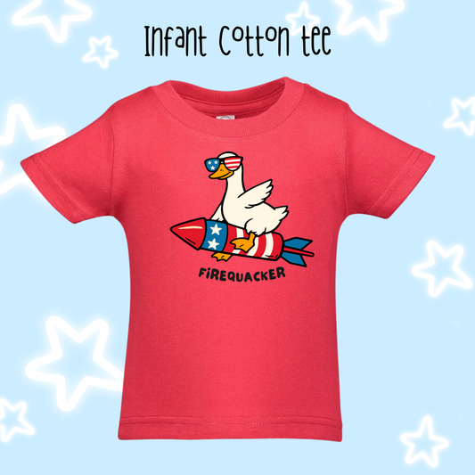 the INFANT FIRQUACKER tee/bodysuit