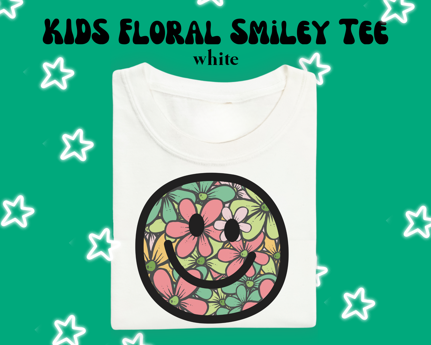 the KIDS FLORAL SMILEY tee