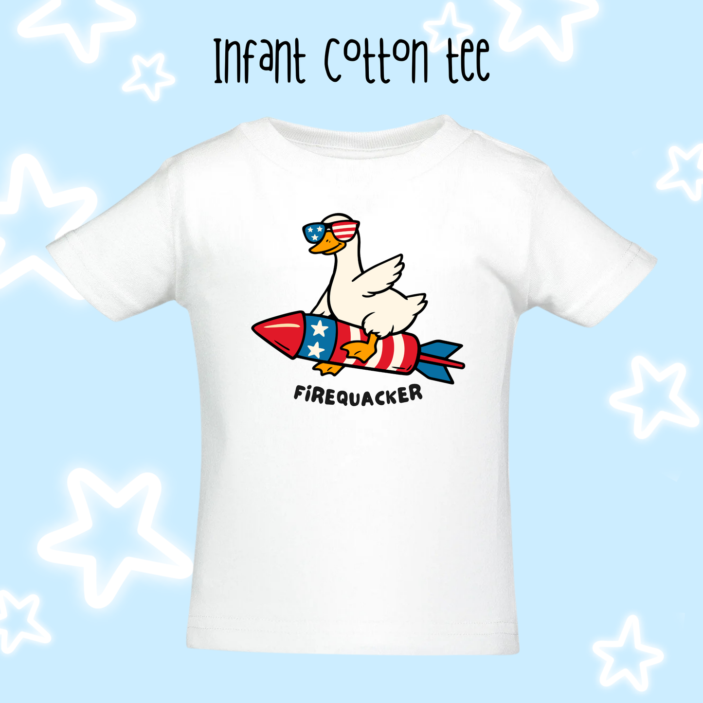 the INFANT FIRQUACKER tee/bodysuit