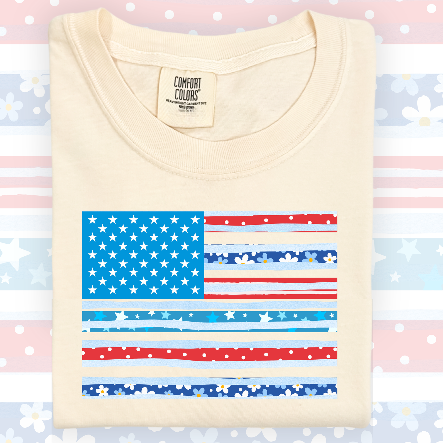 the ADULT FLORAL STRIPES tee