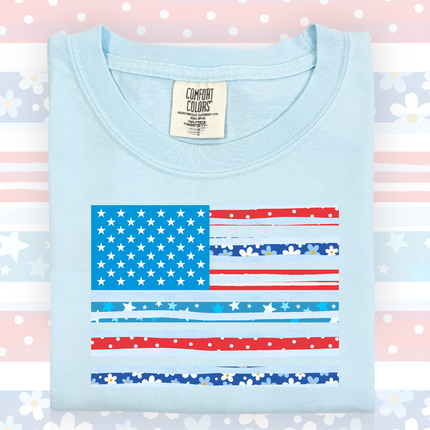 the ADULT FLORAL STRIPES tee