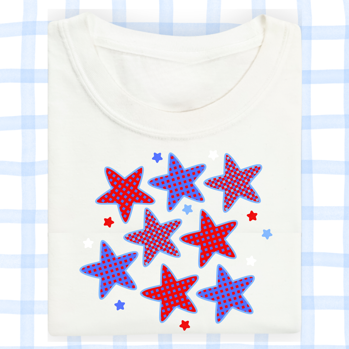 the ADULT GINGHAM STAR tee