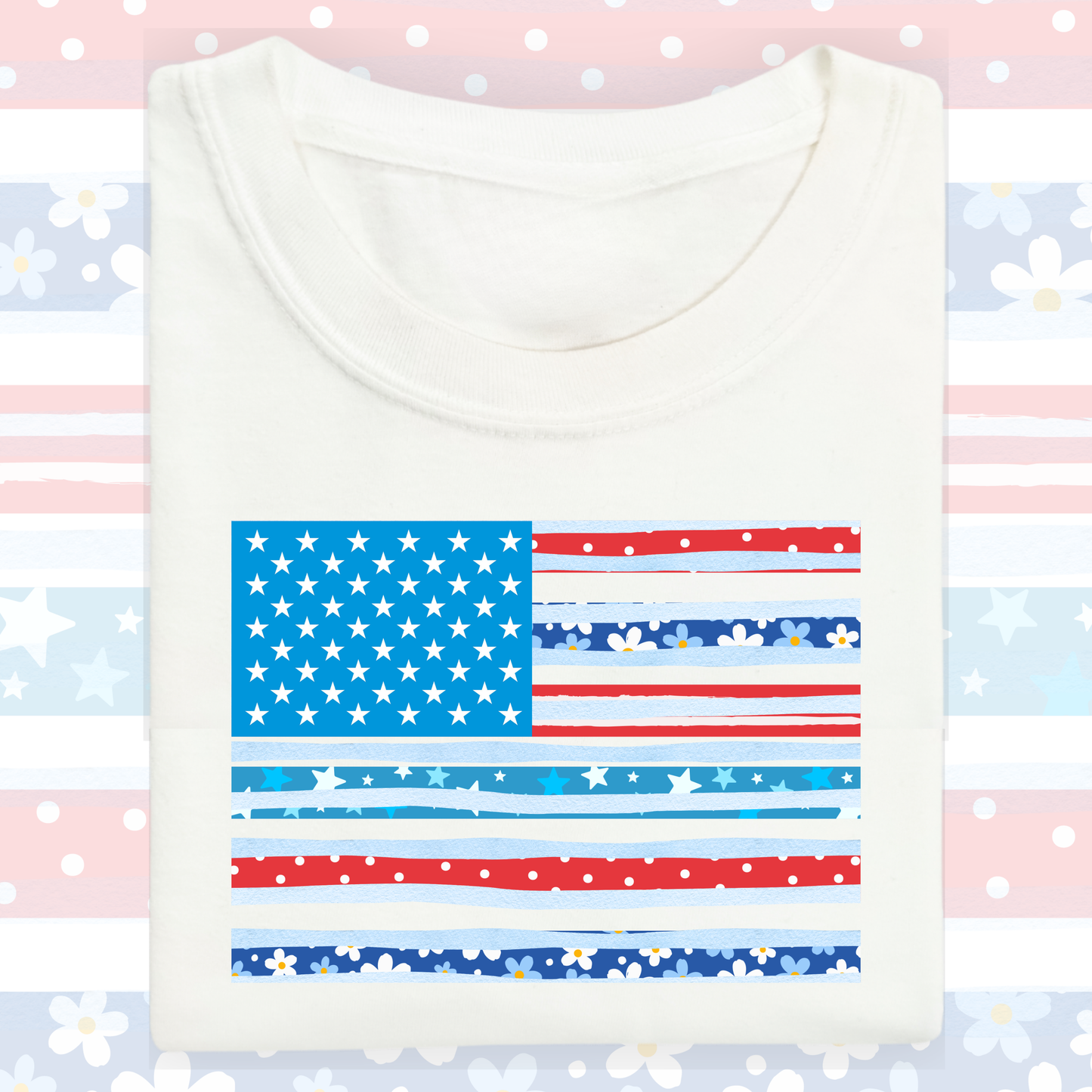 the ADULT FLORAL STRIPES tee