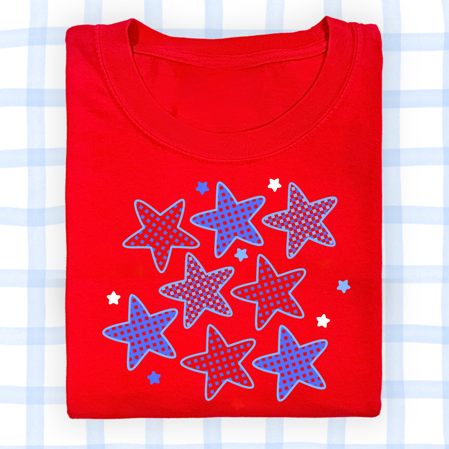 the ADULT GINGHAM STAR tee