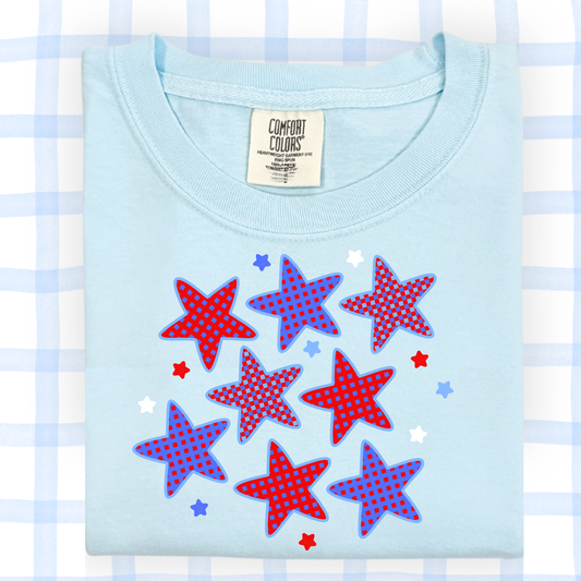 the ADULT GINGHAM STAR tee