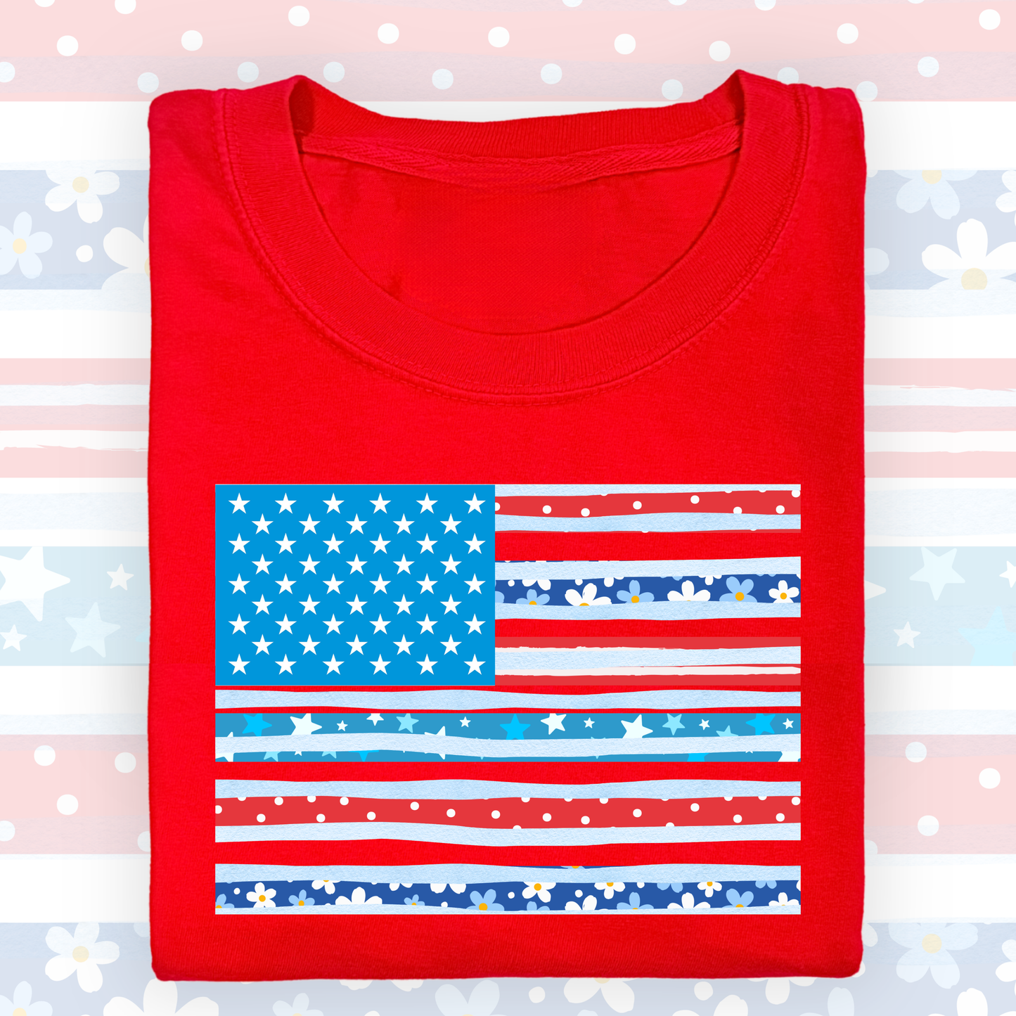 the ADULT FLORAL STRIPES tee